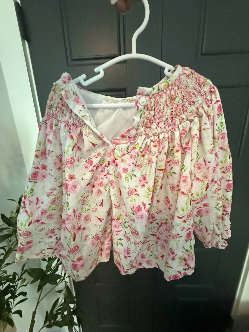BBS Girls Pink Floral Smocked Long-Sleeve Top & Pants Set - 2T - Play Condition